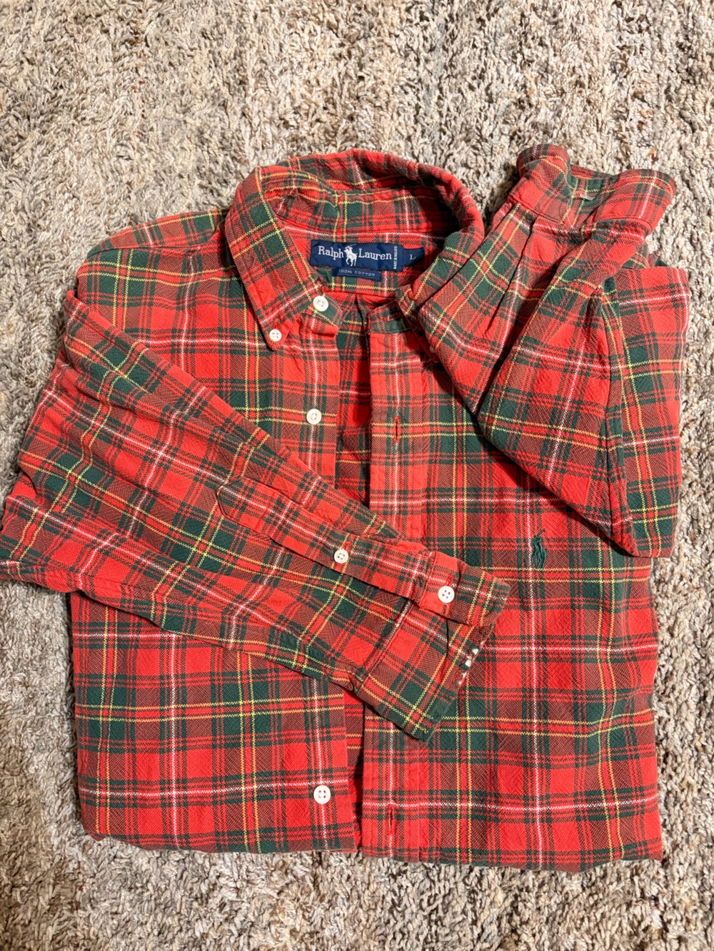 Ralph Lauren Red Green Plaid Button-Down Shirt